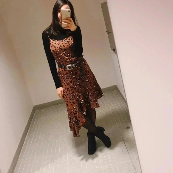 LUSH cheetah asymmetrical midi dress - Picture 1 of 4